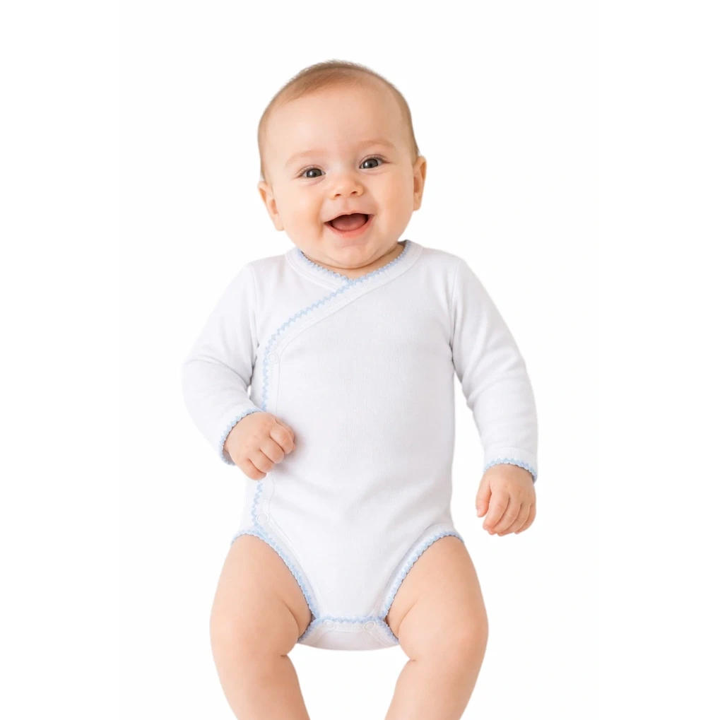 Baby langærmet bomuldsbody til maling