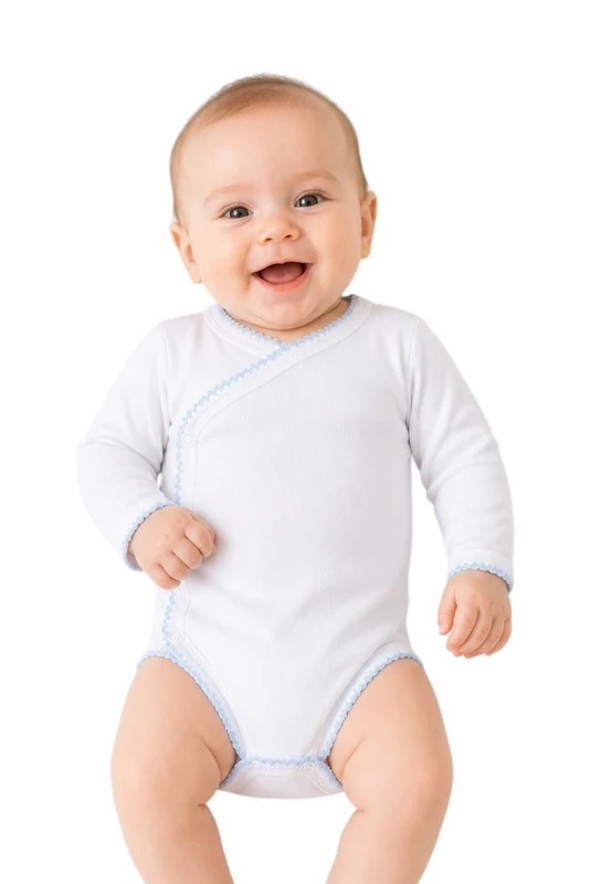 Baby langærmet bomuldsbody til maling