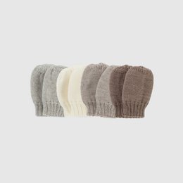  Soft, warm mittens for babies 0-12 months, made from high-quality merino wool in a variety of neutral colors including beige, natural, taupe, and gray.