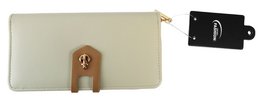 Portefeuille pour femme en simili cuir, rabat avec élément ancre, gris