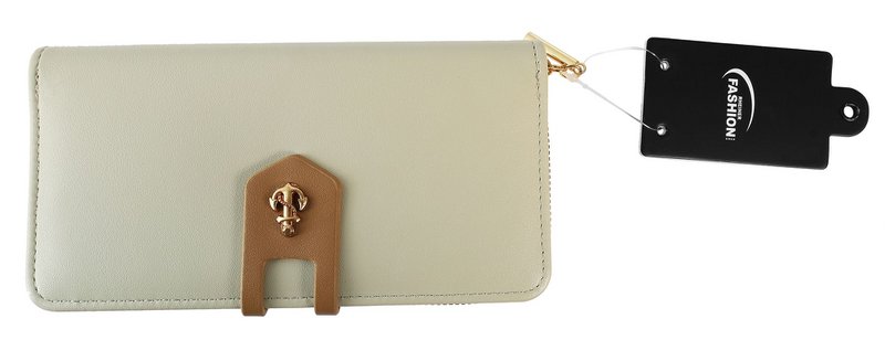 Portefeuille pour femme en simili cuir, rabat avec élément ancre, gris