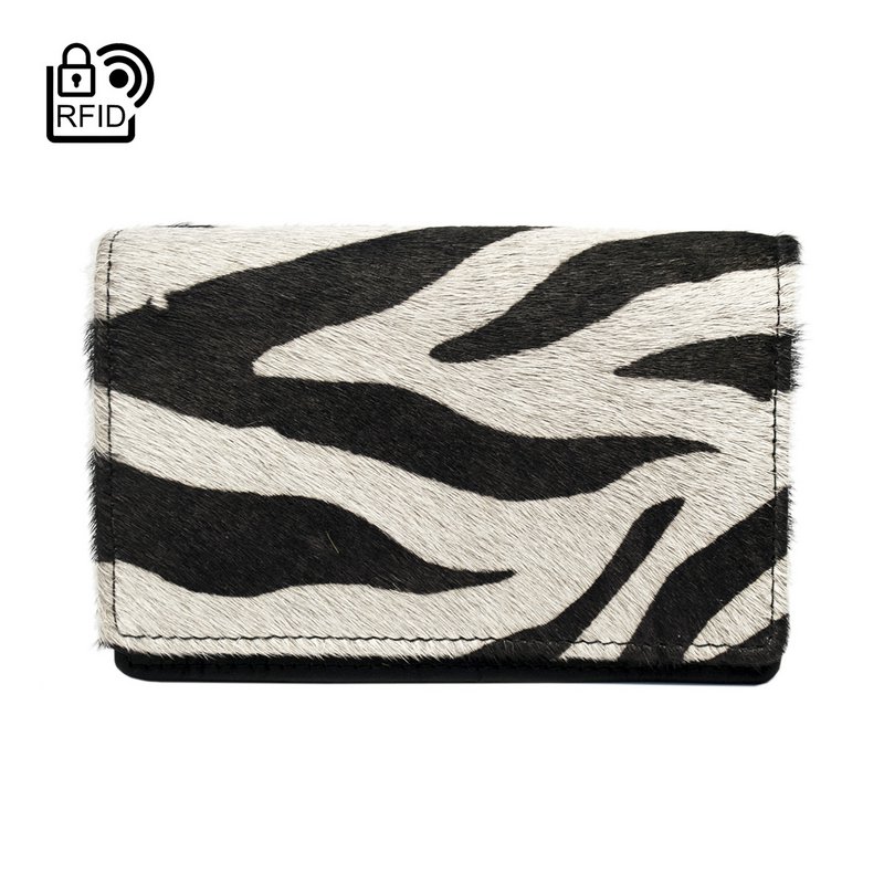 Ladies Wallet Black Leather RFID In 10 Prints