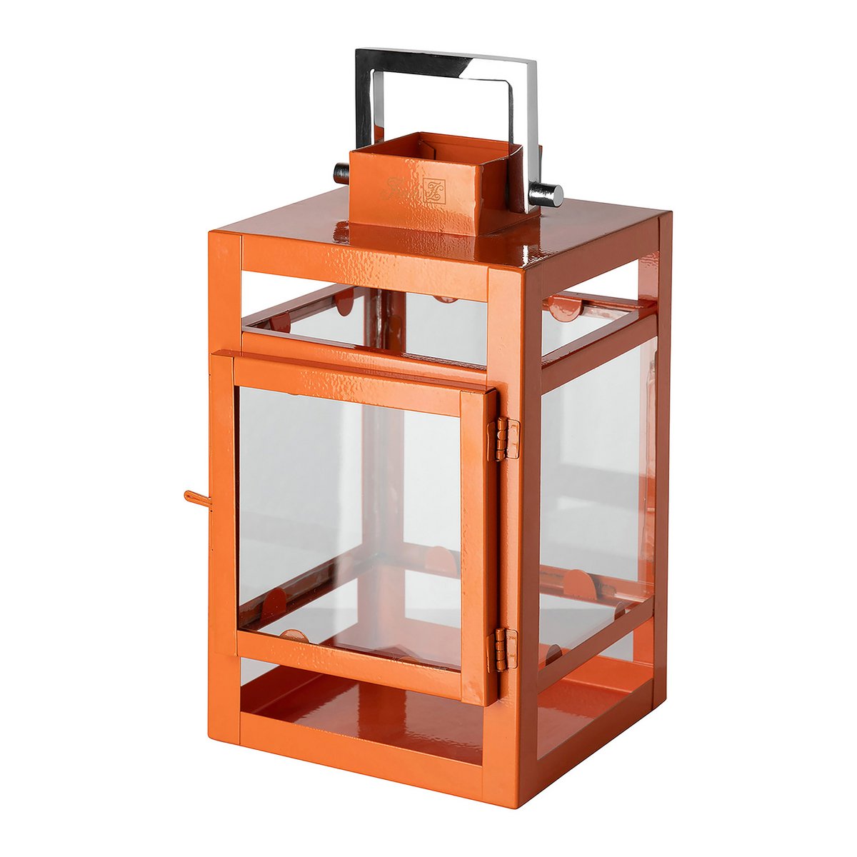 Laterne KENIA Glas Eisen pulverbeschichtet glatt orange Ø12 cm H20 cm