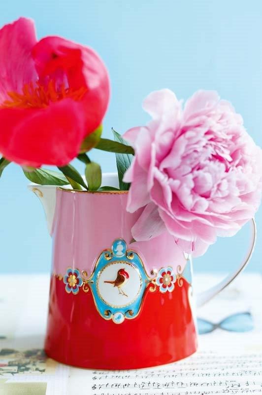 Sugar Bowl Love Birds Medallion Red-Pink 300ml