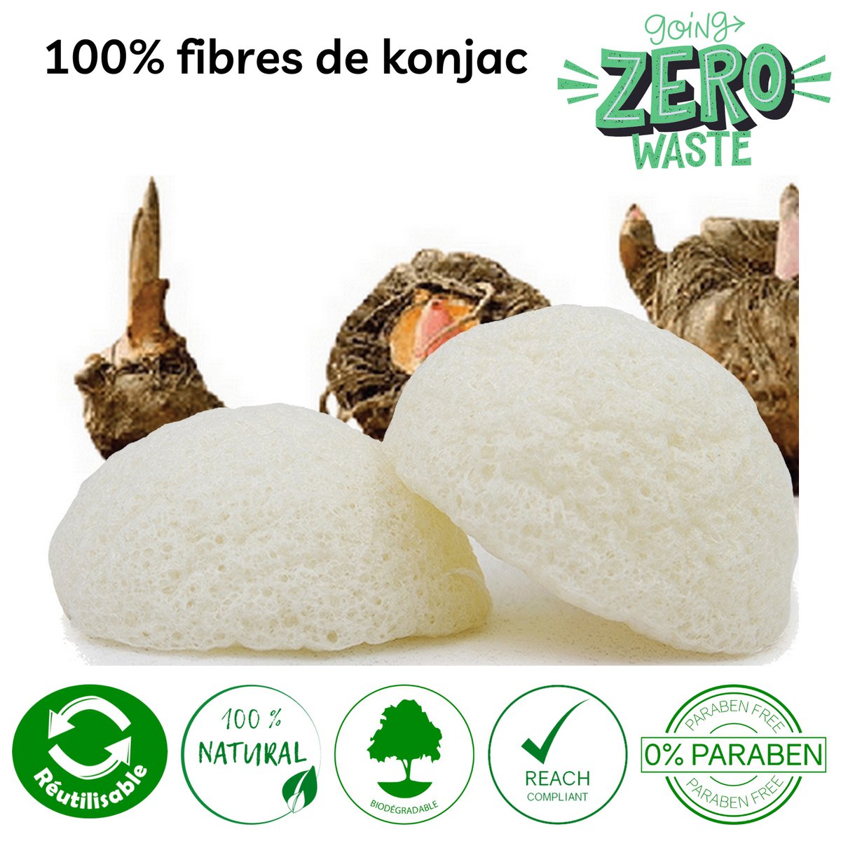 Zero waste classic natural konjac