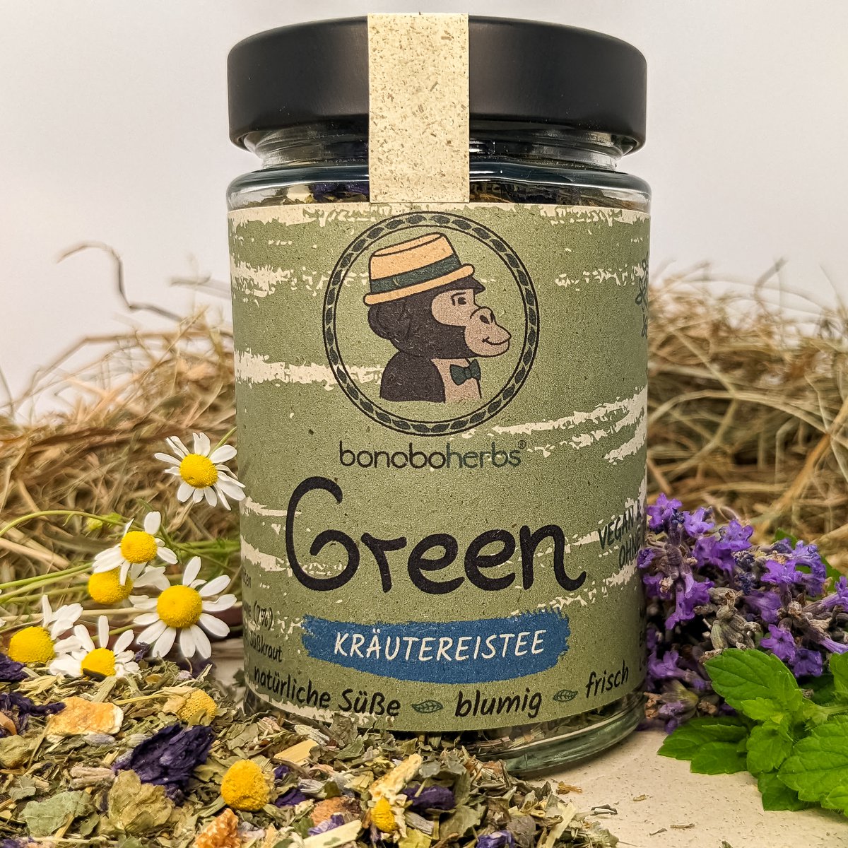 Té de hierbas verdes té helado floral