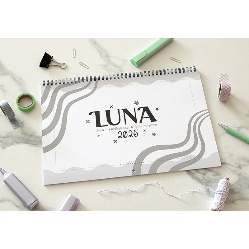 LUNA Family Planner 2025 // XL Monthly Calendar Family Planner Six Persons
