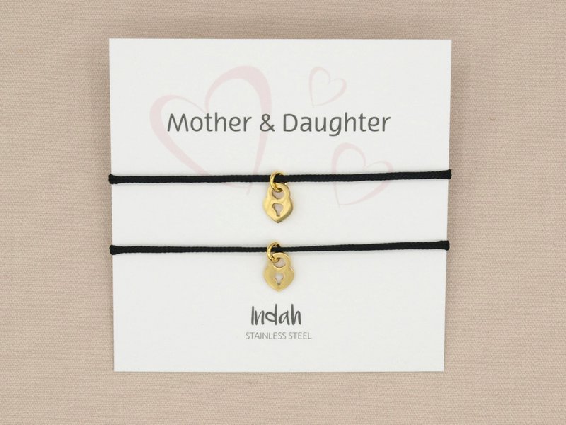 Moeder en dochter armbandenset zwart, stainless steel zilver of goud