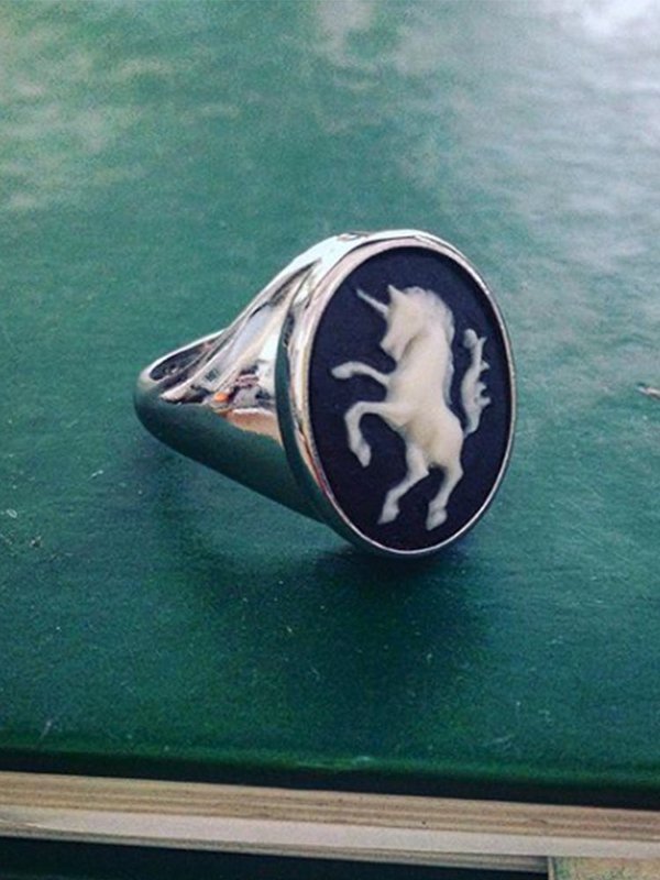 Unicorn Cameo Signet Ring