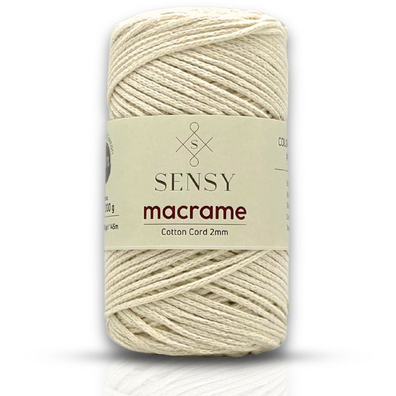 Sensy Premium 2 mm - 160 yards 100 % genanvendt bomuldsmacrame-ledning