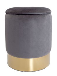 Velvet stool with storage space, available in various colors including black, anthracite, cream white, light grey, rose, emerald, taupe, and lilac. The stool has a round shape with a diameter of 31 cm and a height of 38 cm.