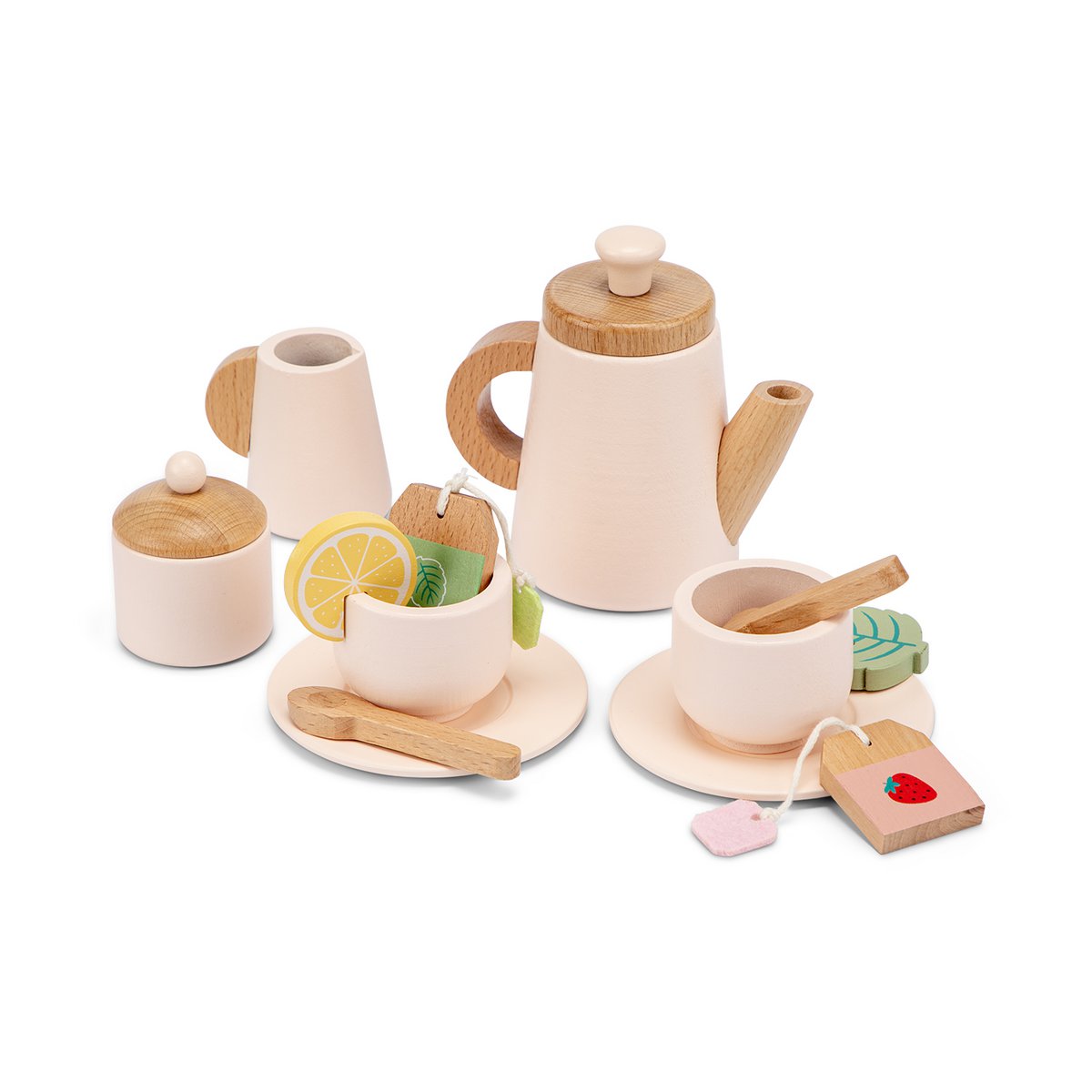 Houten Theeservies Roze - 16-delig
