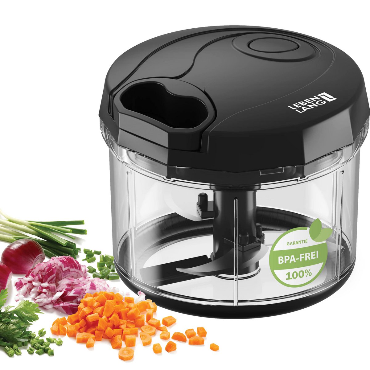 LIFETIME Vegetable & Onion Cutter - 1L Fruit Chopper Manual & BPA-Free | Black for cutting onions garlic | Multifunctional chopper kitchen vegetable cutter multi-chopper