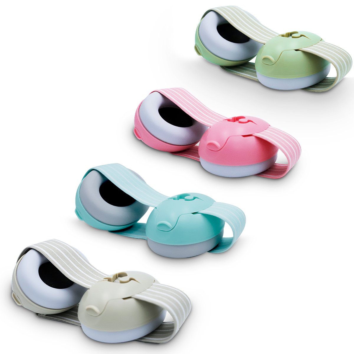 Liefjes & Co Baby - Protección auditiva ajustable para bebé niño pequeño 23 dB Beige Rosa Azul y Verde