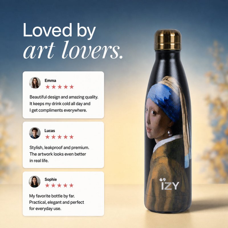 Izy thermos bottle ragazza con orecchino di perle - vermeer da 500 ml bottiglie di acqua isolata