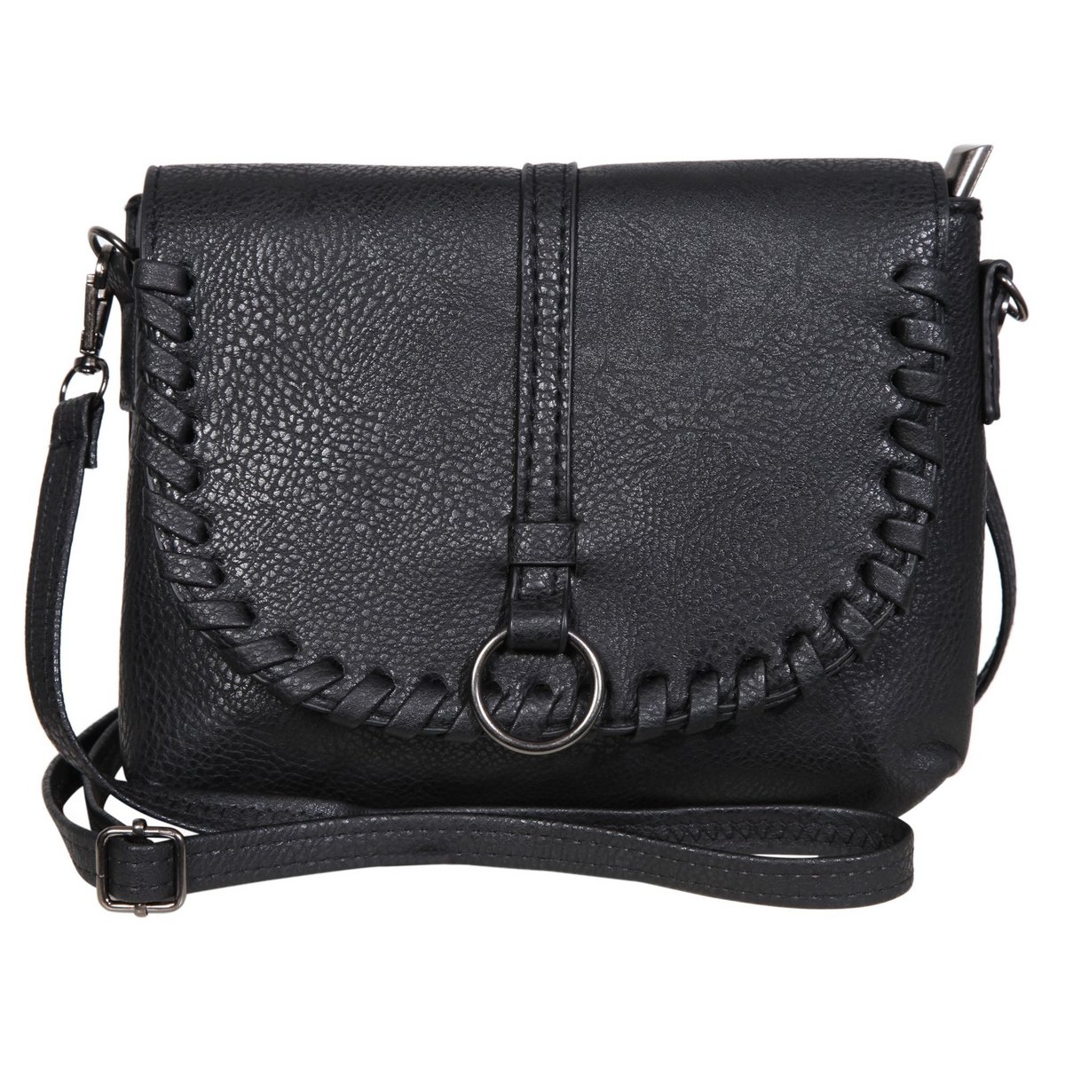 Sac à main pour femme en simili cuir, noir