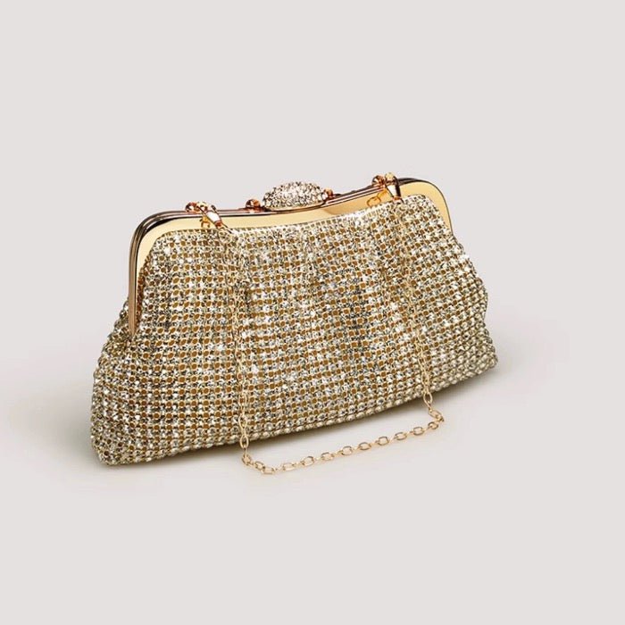 Luxe Diamond-Look Clutch-Gold & Silver
