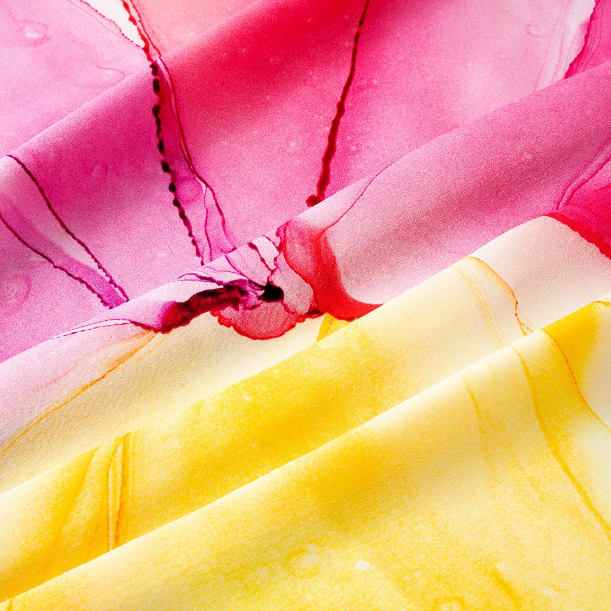 Pink Silk Scarf Square with Fluid Art Print