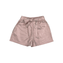 'Short rose gold kids shorts with sizes 134-140, 122-128, 110-116, 98-104, 86-92, 74-80, 62-68. The shorts have a relaxed, casual style with a drawstring waist.'