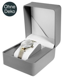 Watch box, hinged with cushion, imitation leather, 11 x 10 x 7.3 cm, gray