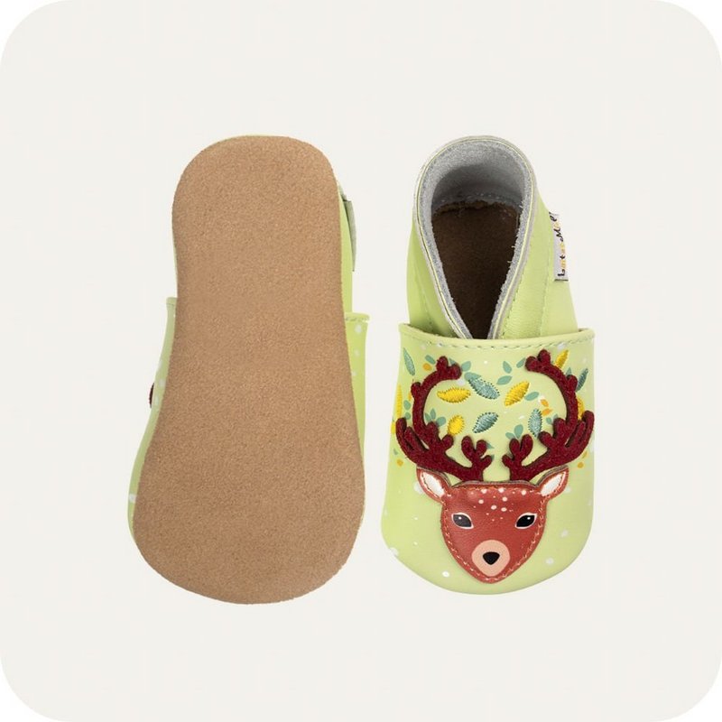 Reindeer baby soft leather slippers