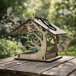 Hängender Vogelfutterspender aus Holz, Futterspender für Vogelfutter im Garten und Hinterhof