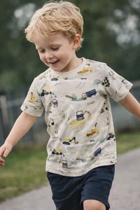 Kinder T-shirt met print van bouwvoertuigen