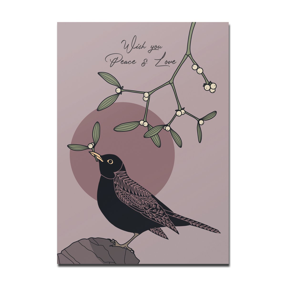 Carte postale Noël merle gui