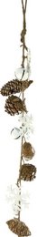 Christmas decoration garland - Garland Pinecone Snowflake | 75 cm | Extra long Christmas garland made of natural materials | White