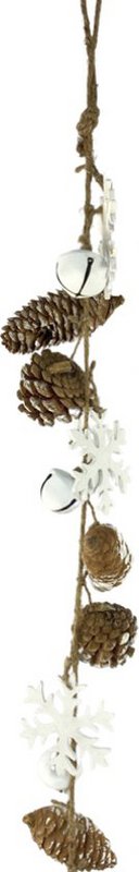 Christmas decoration garland - Garland Pinecone Snowflake | 75 cm | Extra long Christmas garland made of natural materials | White