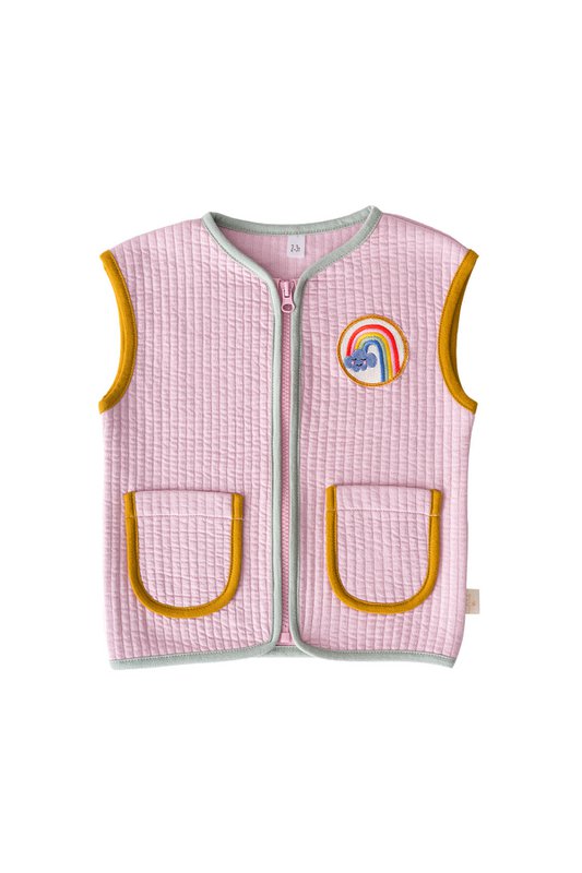 Kontrastbundet quiltet vest - lilla