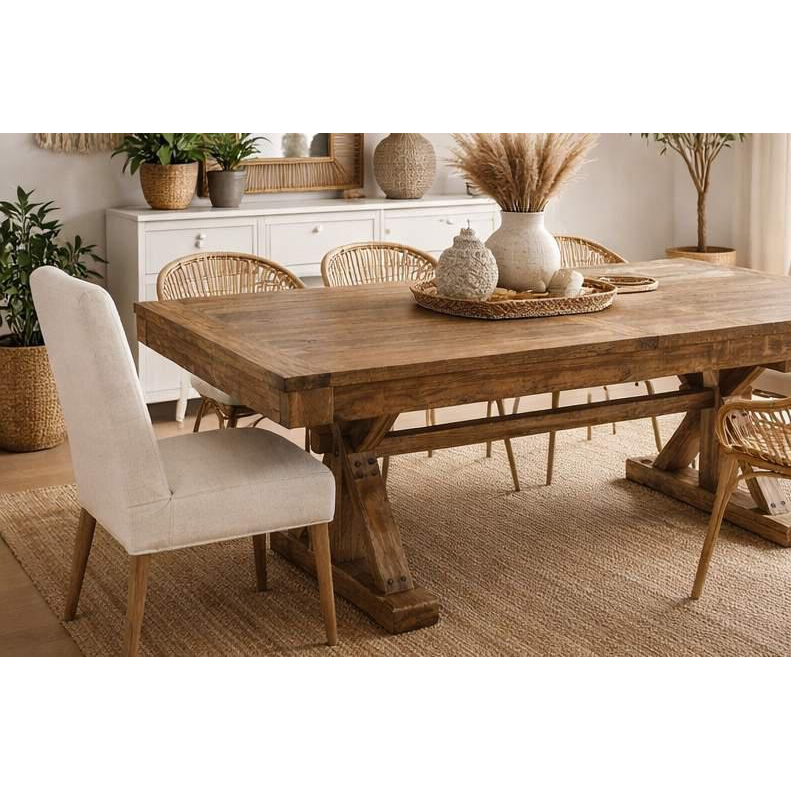 Extendable elm table 200 x 100 x 80 h cm