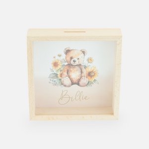 frame with piggy bank wood