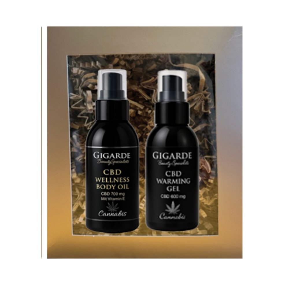 CBD Wellness Body Oil (100 ml) and CBD Warming Gel (100 ml) in a set