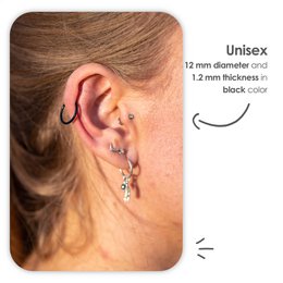 Zwarte Chirurgisch Stalen Ring Piercing — Oorbellen Ringetje Geschikt voor Helix Tragus Septum Lip Neus Wenkbrauw Piercings