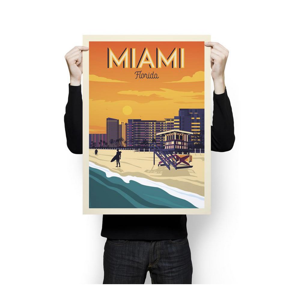 Affiche Miami Vintage | Poster Ville Miami Floride États-Unis