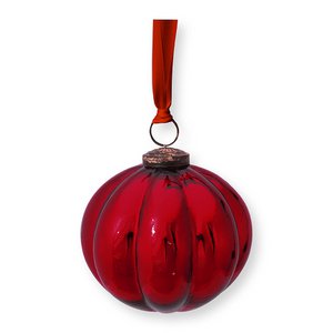 Ornament Glass Stripes Red 10cm