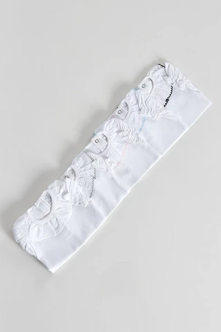 Babybody met rucheskraag, korte mouw, wit
