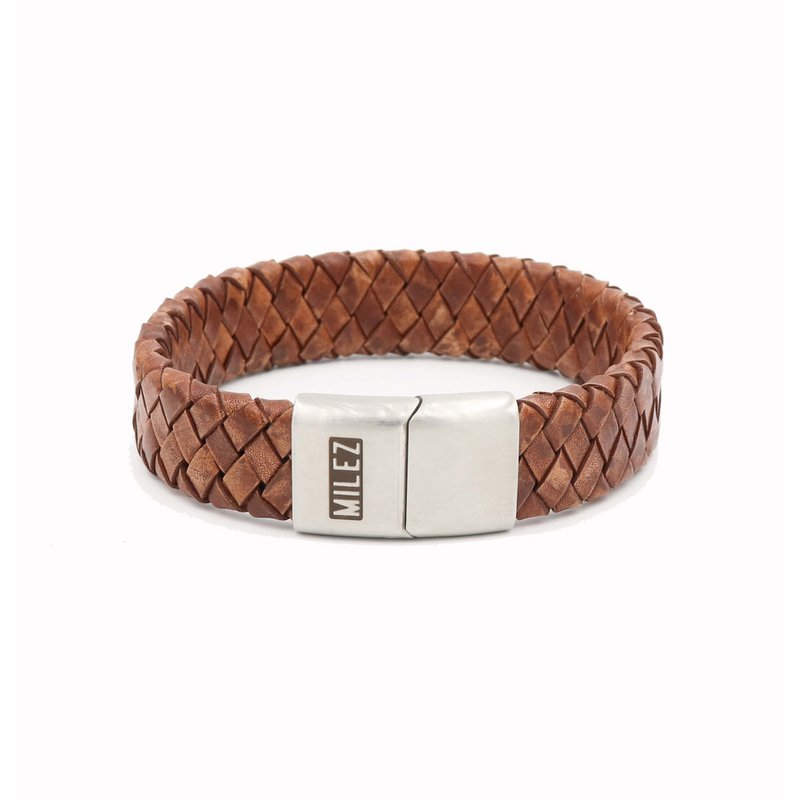 Leather men's bracelet cognac