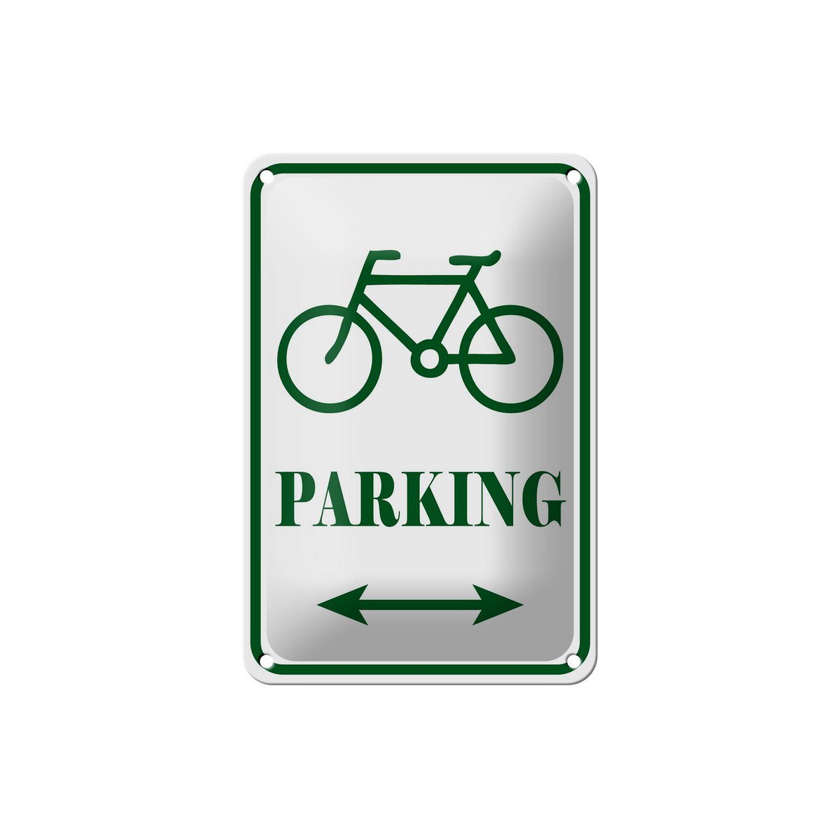 Tin sign notice 12x18cm bicycle parking white-green decoration