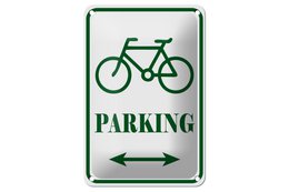 Tin sign notice 12x18cm bicycle parking white-green decoration