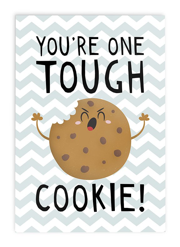 Carte de vœux Carte postale Carte de rétablissement // Kawaii You're One Tough Cookie !