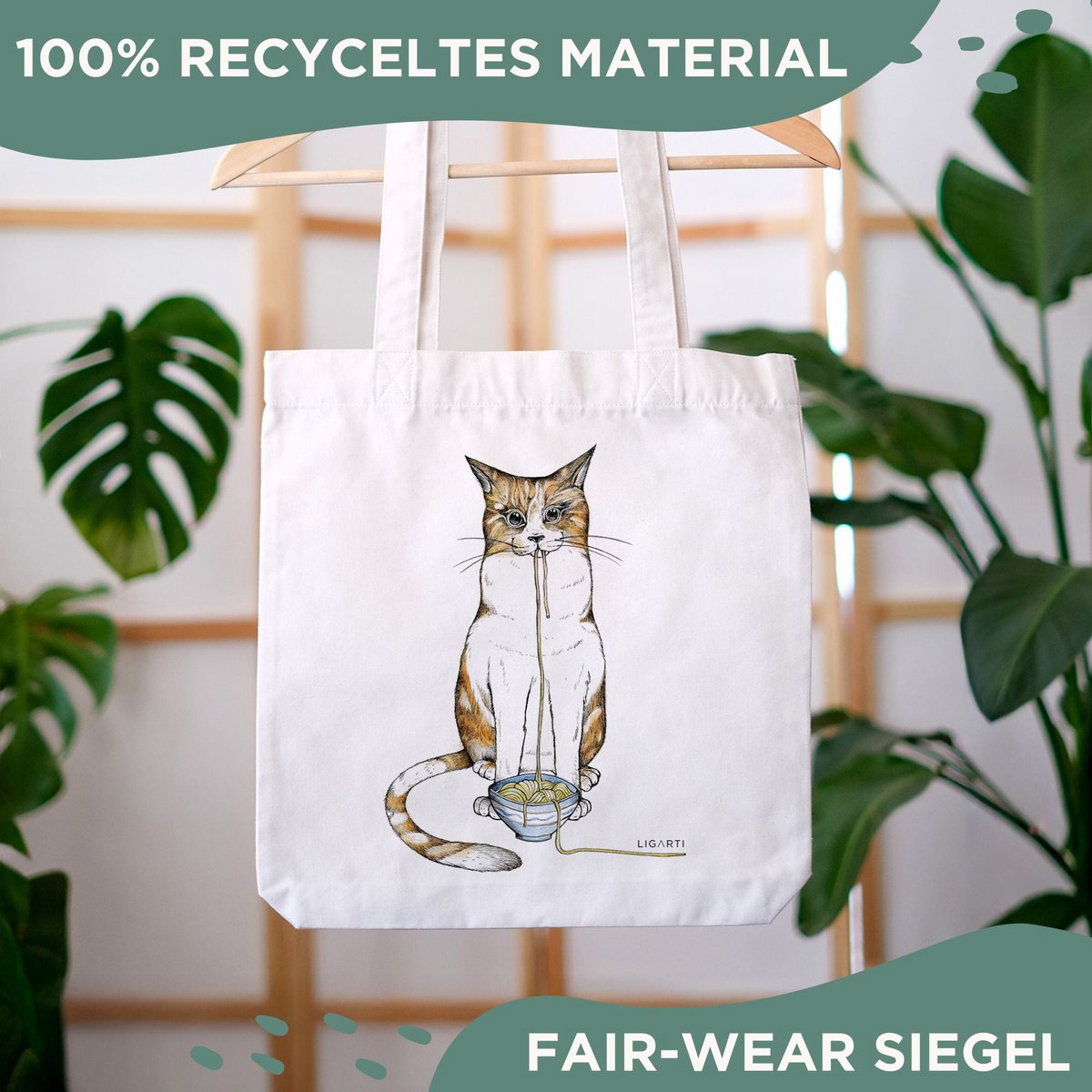 Burlap Bag - Ramen Cat