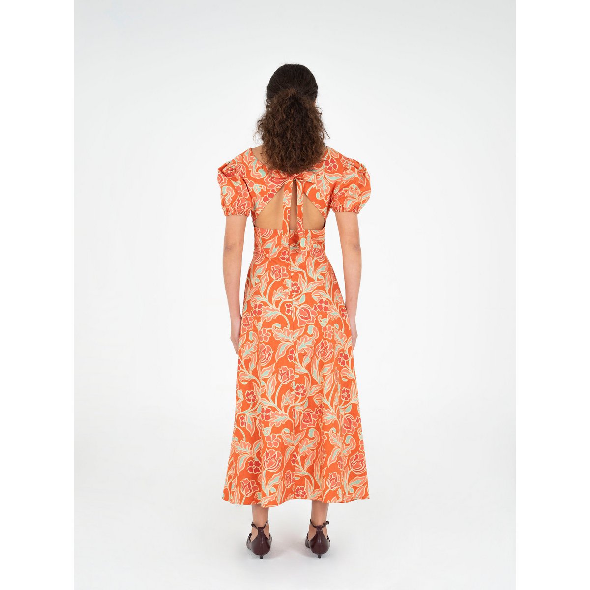 Eros orange kjole med blomsterprint