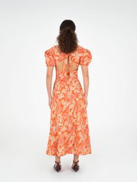 Eros orange kjole med blomsterprint