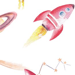 Papel Pintado Infantil Rockets - Color Marfil