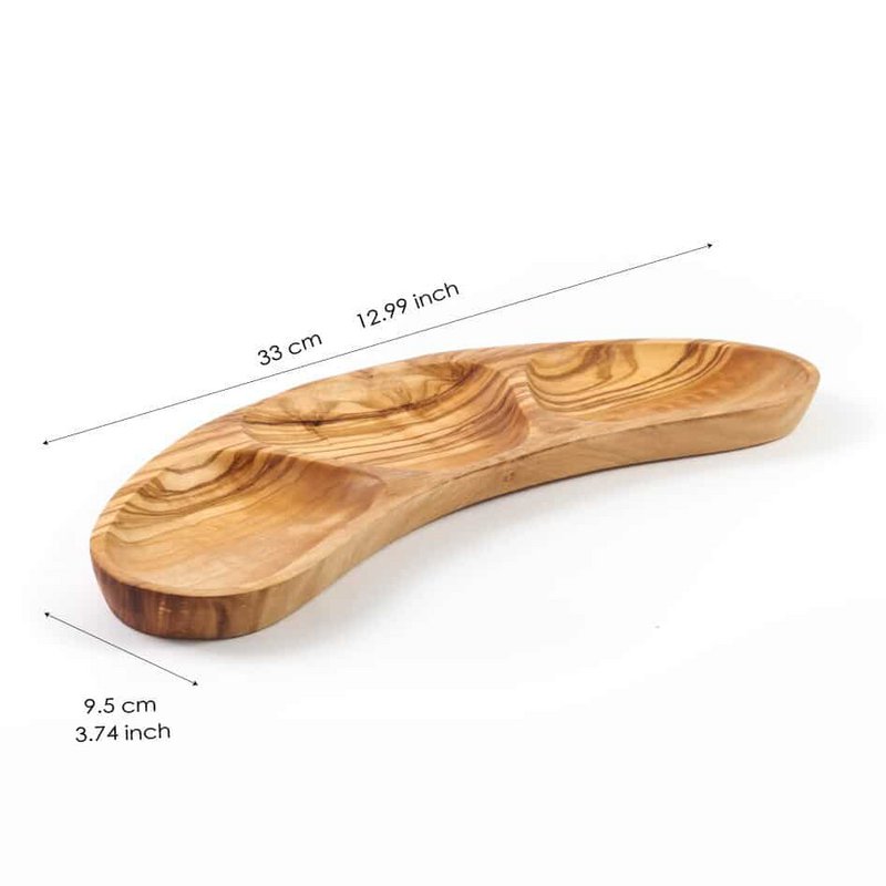 Divided Olive Wood Appetizer Plates – Handmade