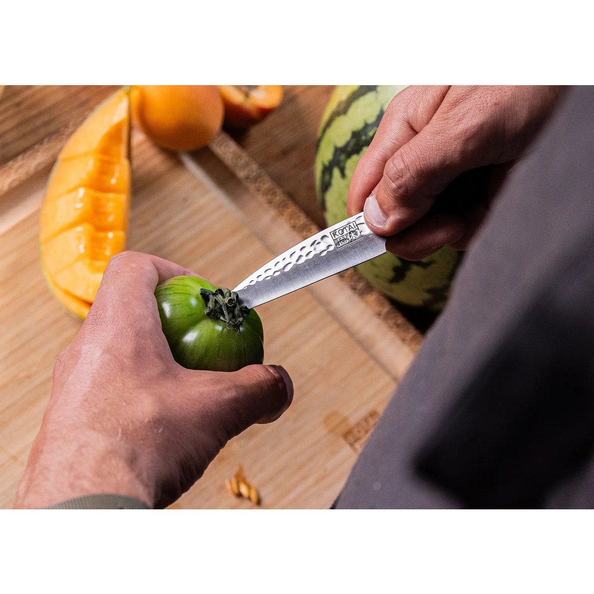 Knife - Paring knife with bamboo Saya and bamboo box - 90 mm blade