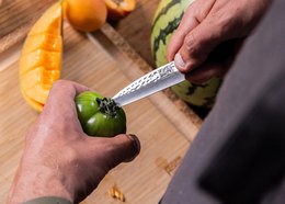 Knife - Paring knife with bamboo Saya and bamboo box - 90 mm blade