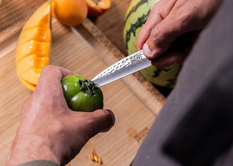 Knife - Paring knife with bamboo Saya and bamboo box - 90 mm blade